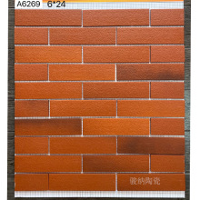 乡村别墅自建房外墙60X240幻彩文化砖 哑光暗红外墙窑变砖