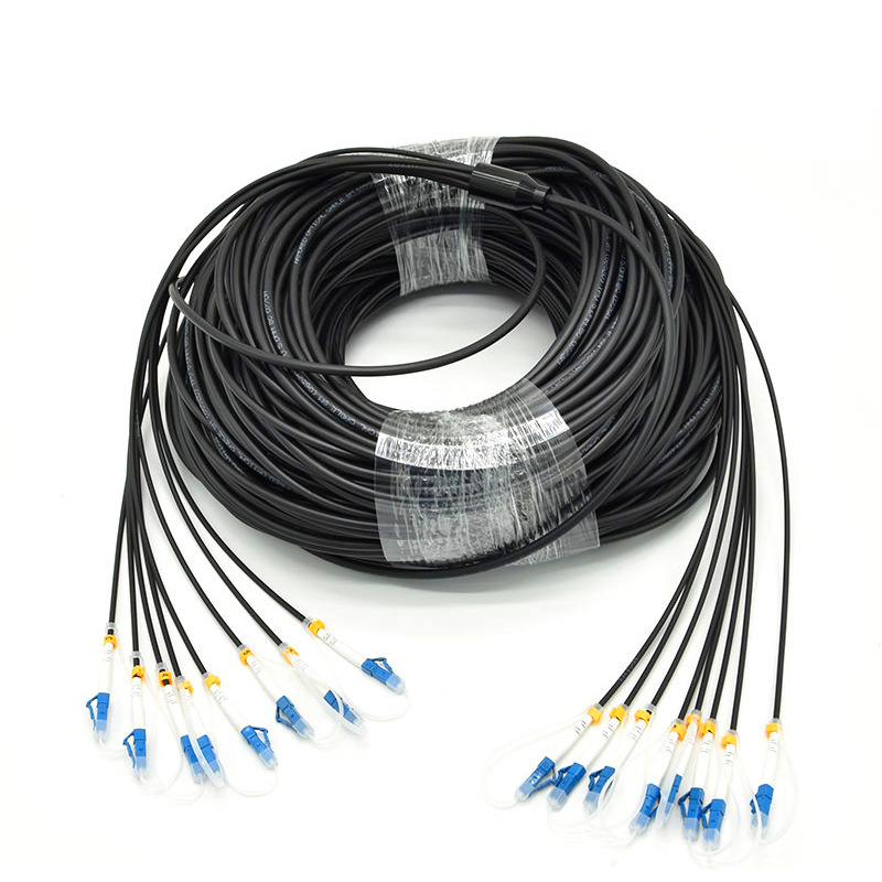 室外光缆单模光纤SC-SC铠装TPU柔性跳线8芯野战铠装尾纤1/3米