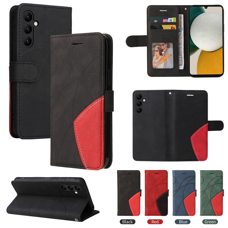 Suitable for Samsung A57 Mobile Phone Leather Case A26 Two-Color Splicing Flip Cover Card Wallet M55 Protective Case Suitable for Samsung A57 Mobile Phone Leather Case A26 Two-Color Splicing Flip Cover Card Wallet M55 Protective Case