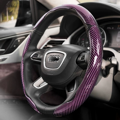 Cover Laser Carbon Fiber Pattern — Steering wheel cover - laser-carbon-fiber-pink-3-piece-pack-38cm