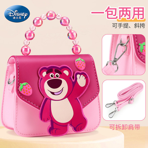 Disney Children's Crossbody Bag for Little Girls Strawberry Bear Girl's Birthday Gift Cartoon Baby Girl Pearl Tote Bag
