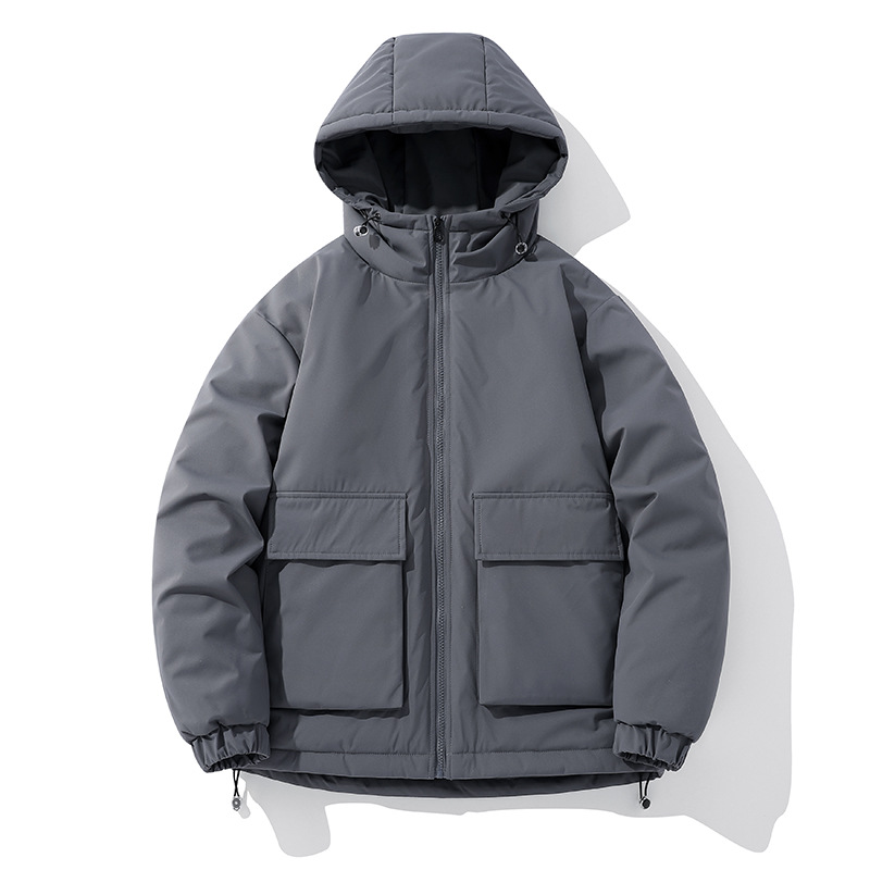Herrenbekleidung Baumwollkleidung für Männer im Winter, neuer Stil, lockere einfarbige Baumwollkleidung, verdickte Arbeitskleidung, große Baumwolljacke_voghion.com