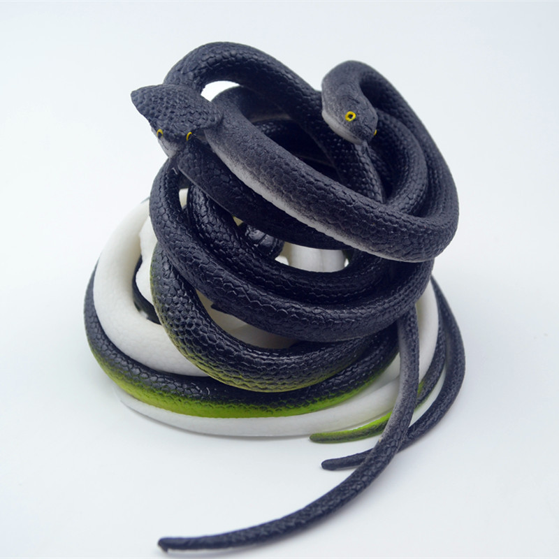 80CM pure black/pure white simulation soft rubber fake snake rubber toys trick snake toys long-term spot wholesale
