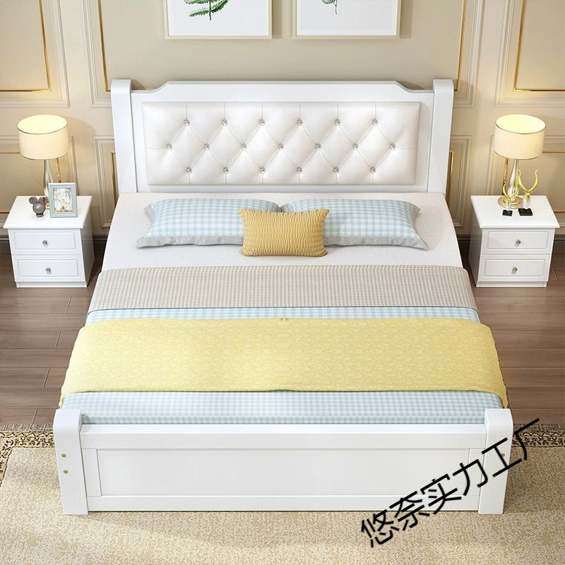 实木床1.8米经济型成人主卧双人床欧式1.5米家用1.2米单人床1米厂