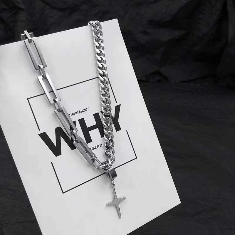 Men's Gender Polishing Design Hip-Hop Simple Style Star Titanium Steel Polishing Men's Pendant Necklace Men Pendant Necklaces