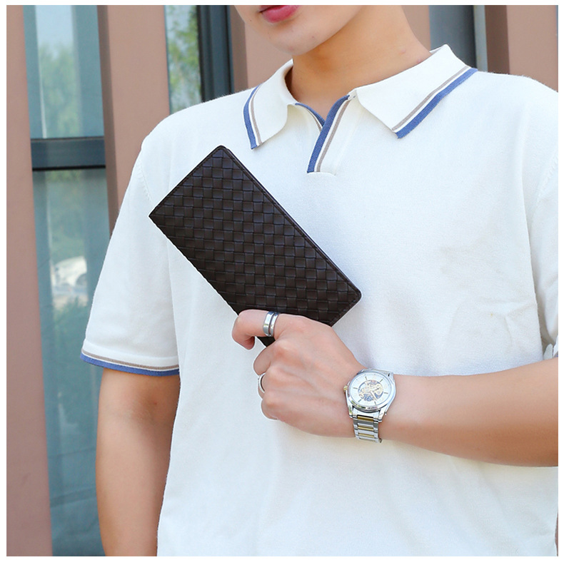 Men's Solid Color Pu Leather Open Long Wallets display picture 3