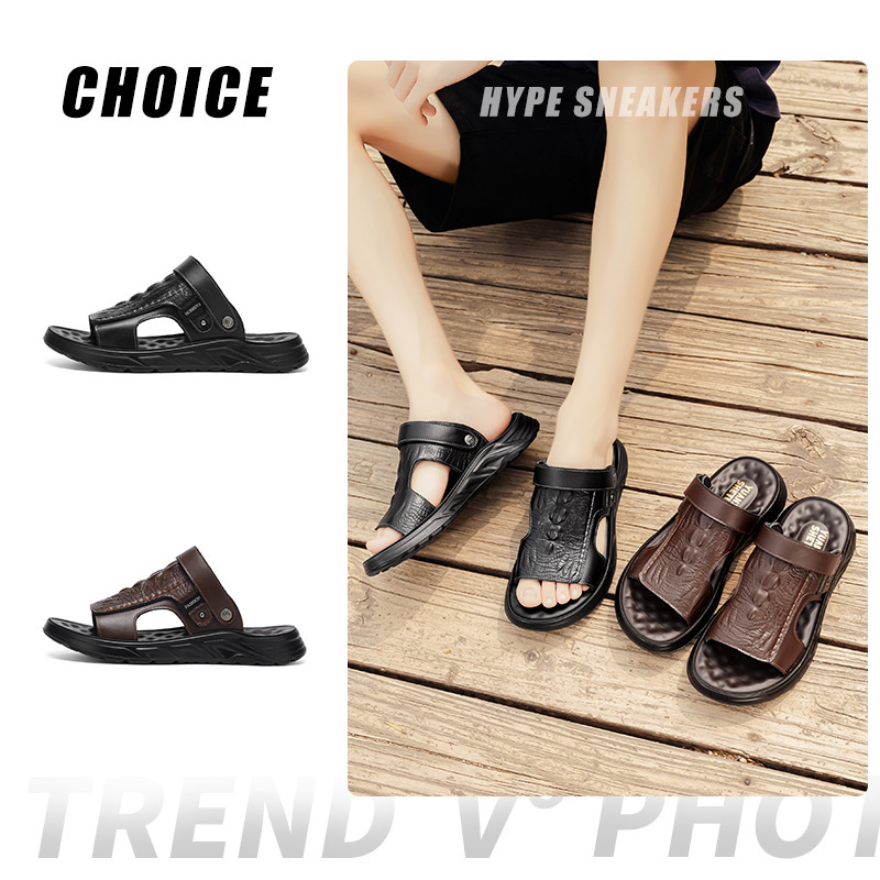 2026 Summer Men's First-Layer Cowhide Sandals, Men's Soft Leather Beach Shoes, Casual Men's Shoes, Thick-Soled Slippers, Genuine Cowhide 2026 Summer Men's First-Layer Cowhide Sandals, Men's Soft Leather Beach Shoes, Casual Men's Shoes, Thick-Soled Slippers, Genuine Cowhide