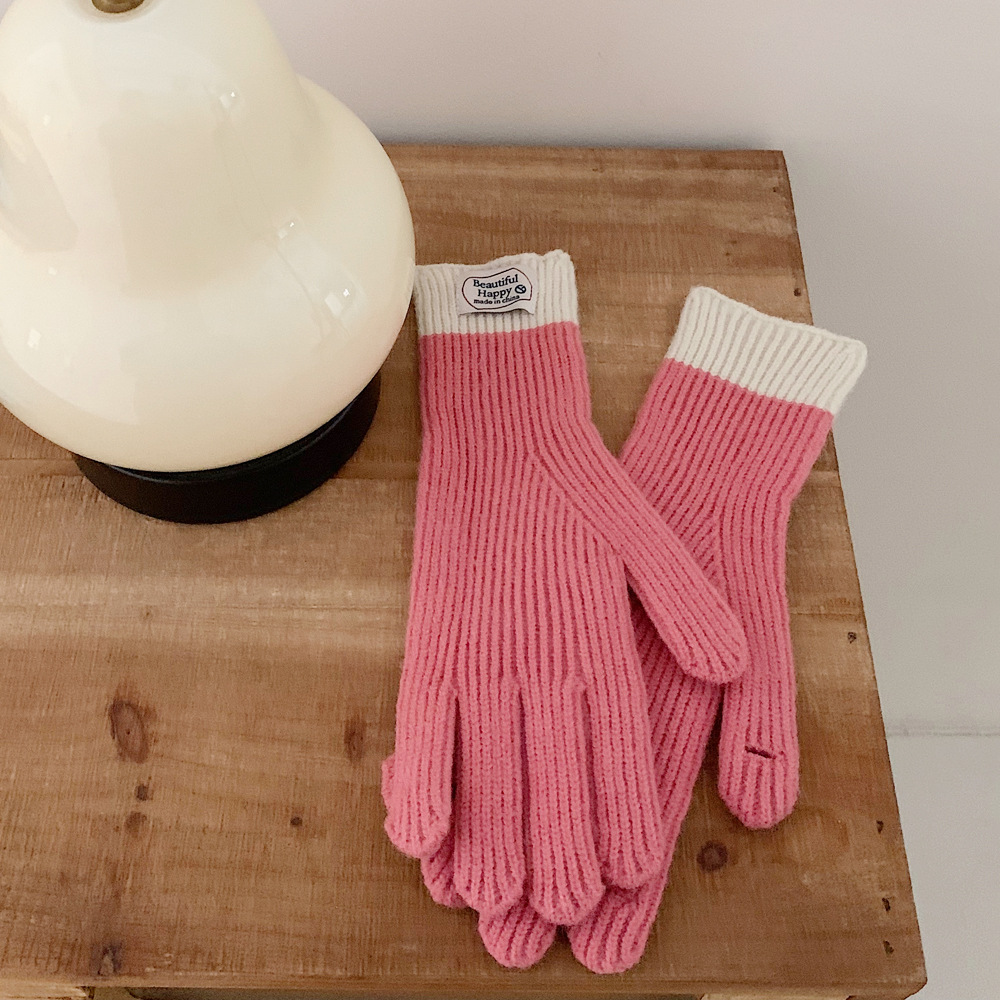 Otoño y invierno nuevos guantes de punto de cinco dedos en el viento de moda caliente de alta cara guantes de lana a prueba de frío a prueba de viento