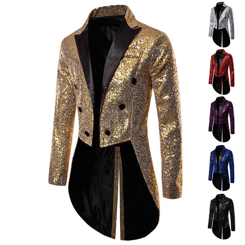 Amazon Cross-Border Foreign Trade Men's Suit Tuxedo Banquet Nightclub Performance Sequin Fashion Design Men's Jacket