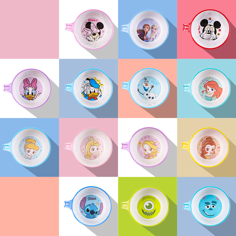 Disney Children's Bowl, Anti-Fall, Anti-Scald, Cute Household Bowl for Kids and Infants, Special Bowl for Feeding with Cartoon Handle