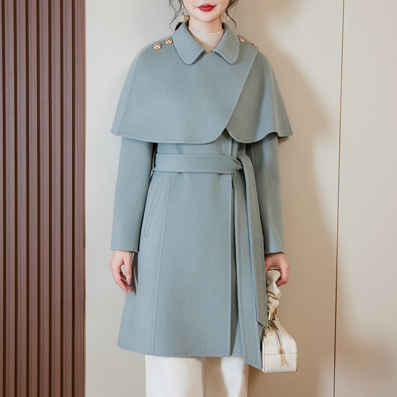 ジャケット・アウター   205W39NYC Wool Cape coat CALVIN KLEIN 205W39NYC - Light-Blue Oversized Satin-Trimmed