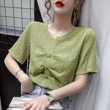 2025春夏新款韩版短袖雪纺衬衫女设计感小众宽松百搭褶皱领上衣