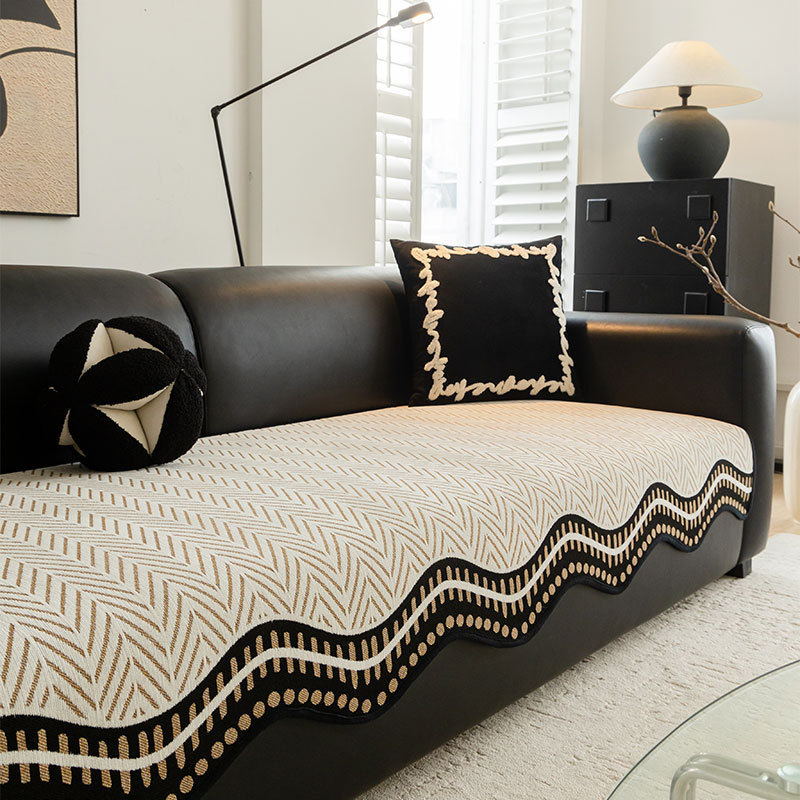 Transfronterizos exclusivos para lujo ligero de alta sensación cojín de sofá nuevo cuatro estaciones de cojín de sofá de cuero antideslizante de Chenille cubierta