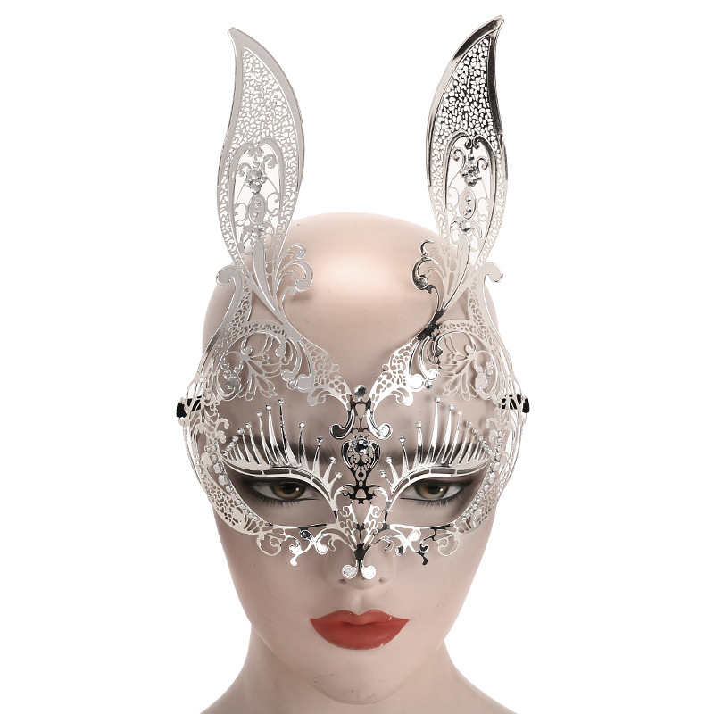 ヴェネツィアの金属製マスク 電気メッキ金メッキ銀メッキローズゴールド鉄製透かし彫りダイヤモンド装飾アイマスク仮面舞踏会アイマスク