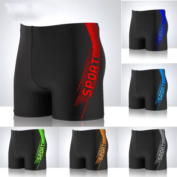 New simple printed men's swimming trunks plus size soft and comfortable lining adult hot spring boxer swimming trunks wholesale