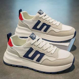 Men's Shoes 2025 New Summer Mesh Breathable Versatile Casual Sports Shoes Men's Running Thick-Soled Student Dad Shoes