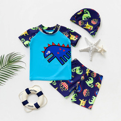Children's swimsuit for boys, one-piece swimsuit for little boys, cute baby infant hot spring swimsuit, performance suit, with swim cap