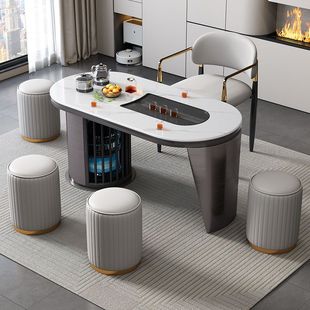 Balcony Tea Table Slate Tea Table and Chair Combination Office Living Room Kung Fu Tea Table Accessible Luxury Home Boiling Water and Making Tea Integrated Table