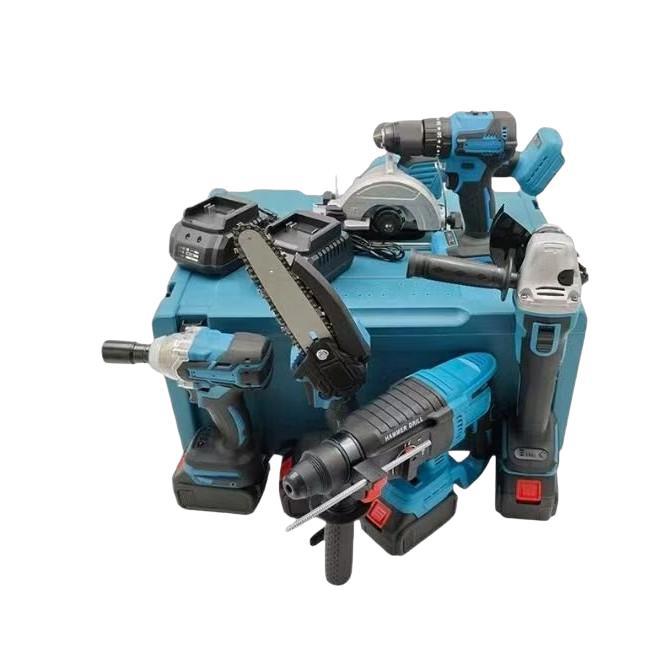 Herramientas de batería de litio transfronterizas, herramientas multifuncionales de tres y cuatro piezas, talleres de producción en el sitio, herramientas eléctricas, juegos de múltiples piezas