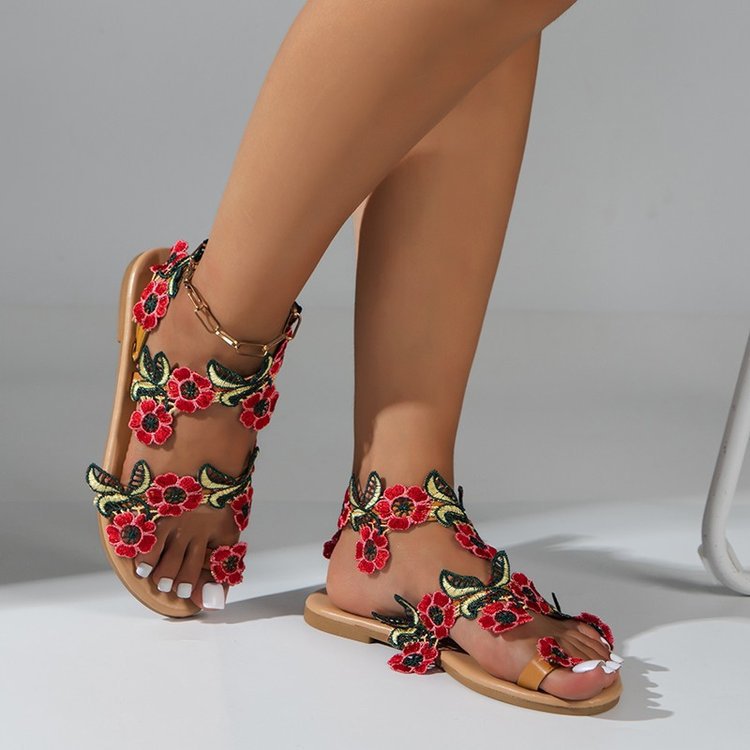 Mujeres Casual Flor Punta Redonda Sandalias De Playa display picture 2