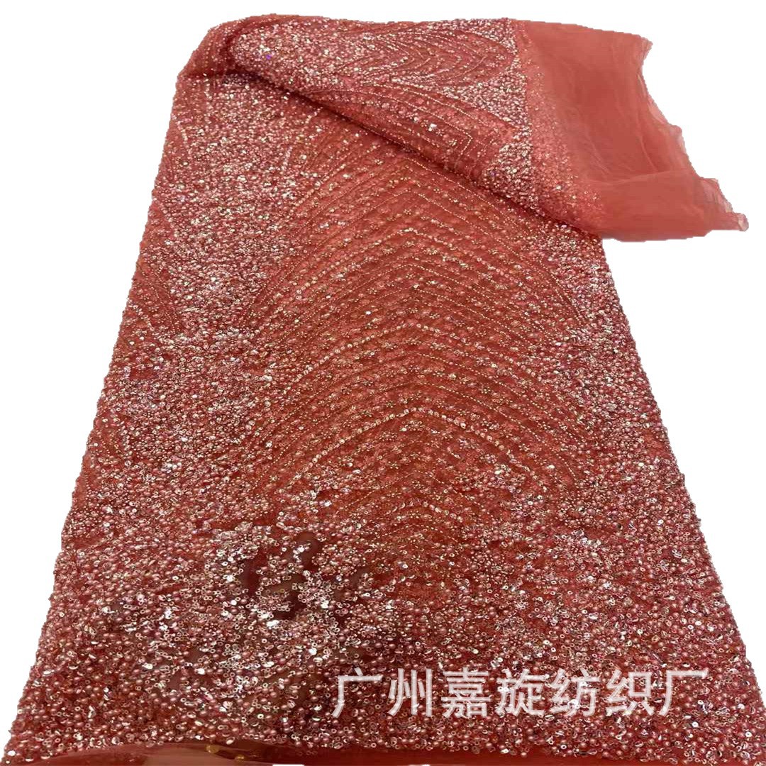 Comercio exterior transfronterizo spot industria pesada cadena de tela con cuentas bordado con cuentas de alta calidad vestido de novia tela de traje image 6