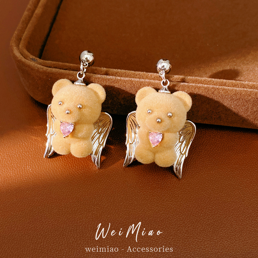 Cuentas de zircón flocado collar de perlas de oso temperamento casual universal cadena de suéter de lujo ligero conjunto de joyería de lujo