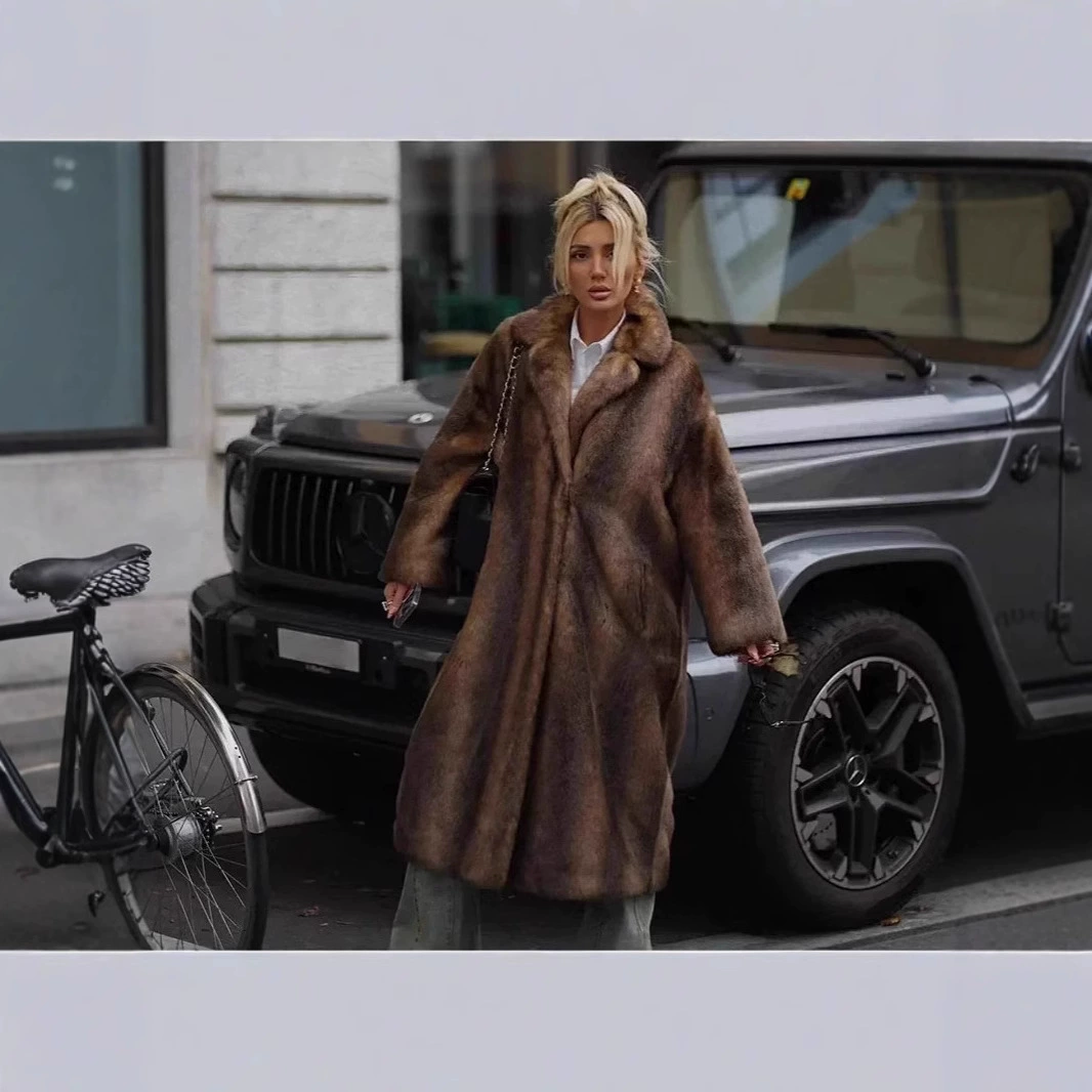 2025 осень-зима новая европейская и американская трансграничная длинная верхняя одежда теплая верхняя одежда женская верхняя одежда меховая верхняя одежда X0011