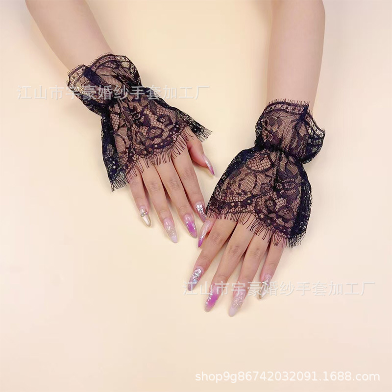 Lace Sleeves, Sexy Black, Sexy and Alluring Style, Flared Cuffs, Hollow-Out Trendy Sleeves
