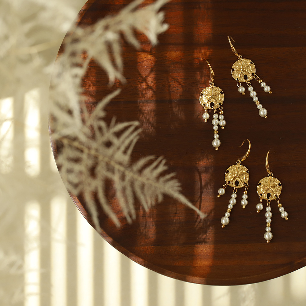 Dreamcatcher Starfish Pearl Stainless Steel Earrings