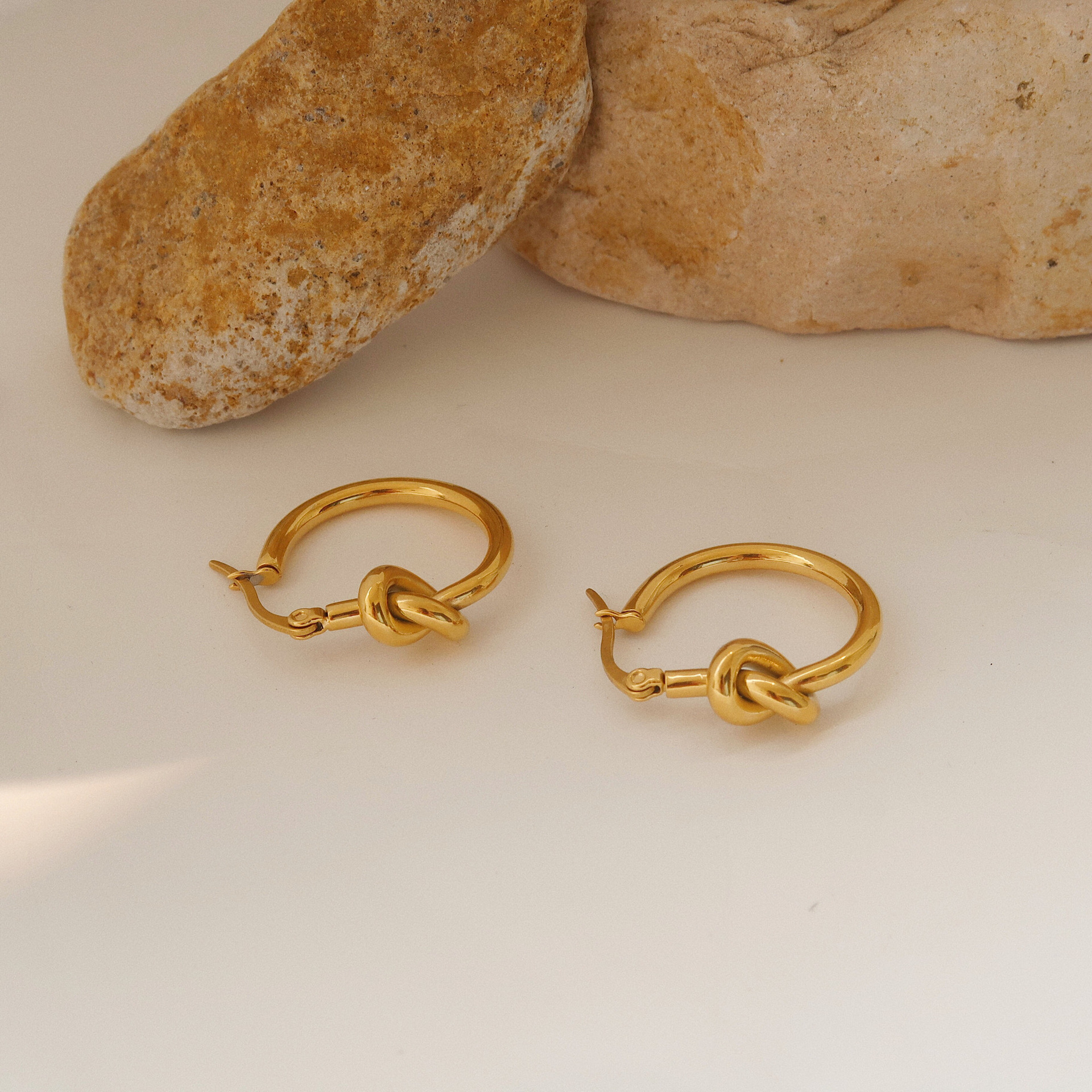 1 Pair Quantity Daily Occasion PVD Coated 18K Gold Real Gold Plated Geometric 201 Stainless Steel Retro Waterproof Non Tarnish Hoop Earrings