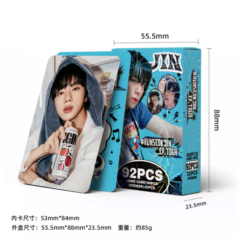 跨境92张小卡JIN周边写真照片卡拍立得手账贴纸双面LOMO卡贺卡片|undefined