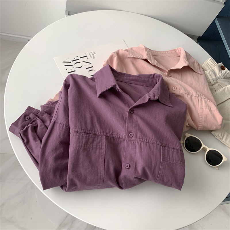 Purple cotton spring shirt