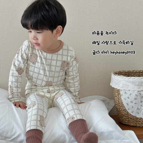 Autumn Category A Children's Autumn Clothes and Autumn Pants Sets for Boys and Girls Pure Cotton Underwear Sets Lycra Cotton Home Clothes Pajamas