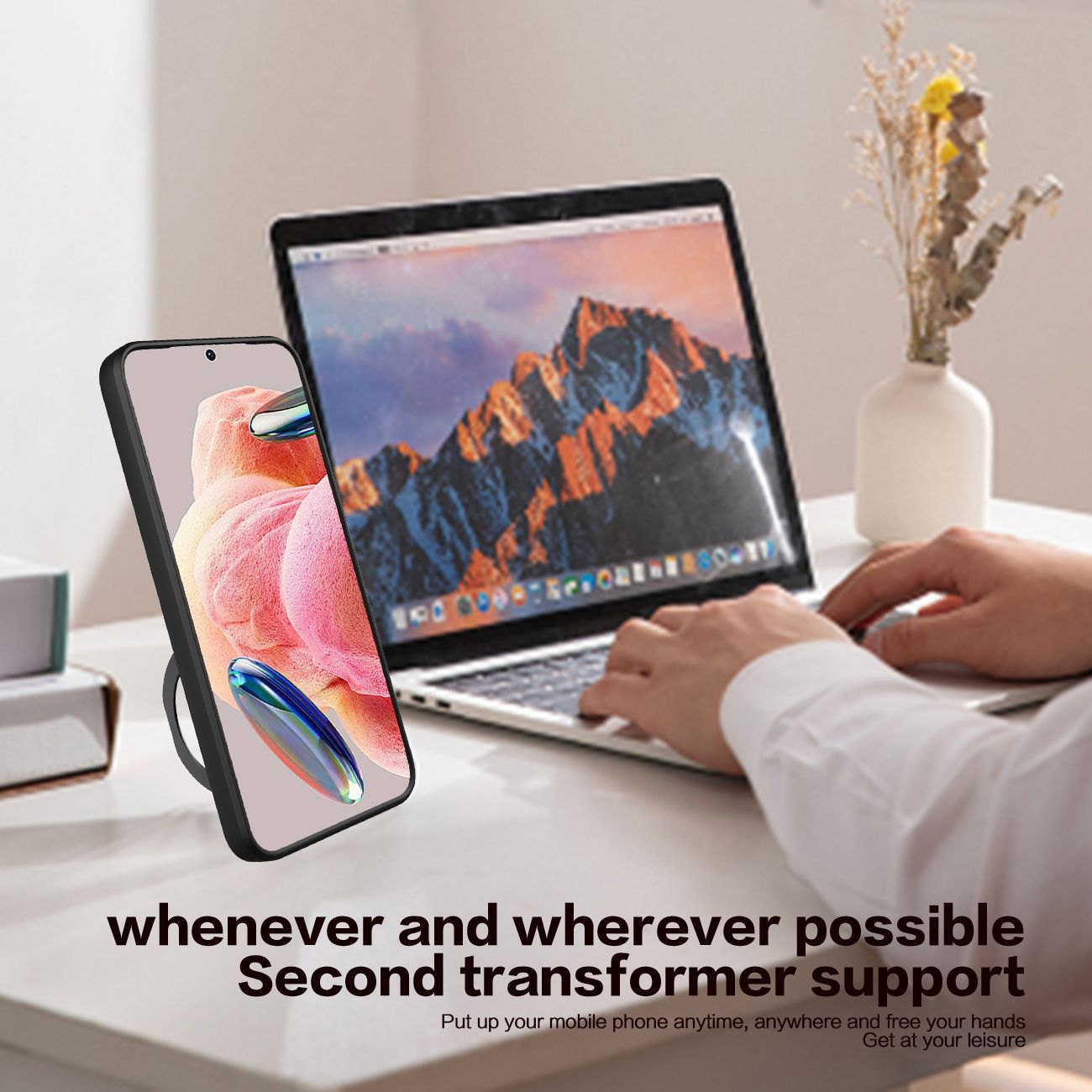 Ventana de empuje de Jiashang para Redmi 12 13 funda para teléfono móvil RM 13C Note 13 A3 A2 soporte de anillo atracción magnética