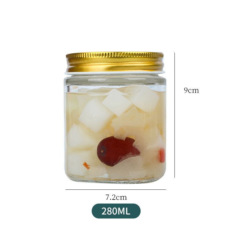 Botella de almacenamiento recta sellada puede botella engrosada transparente mermelada de vidrio botella de miel al por mayor encurtidos sub-botella