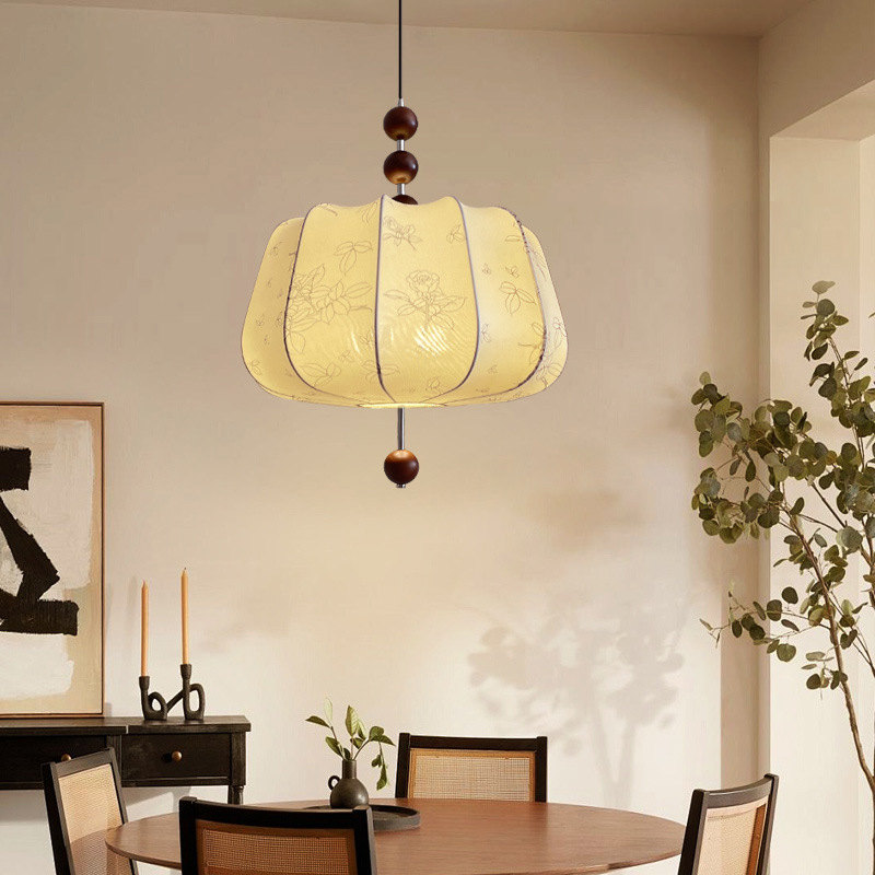 Lámpara de comedor de estilo medieval francés tela lámpara de dormitorio retro americana lámpara de comedor lámpara de habitación de viento silencioso lámpara 222L