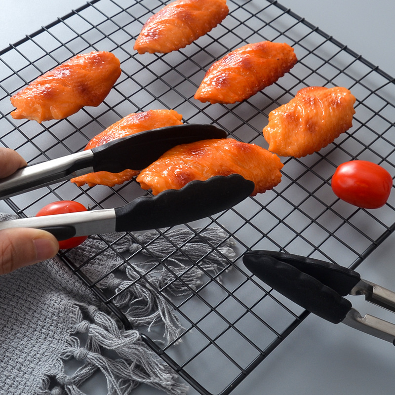 シリコン食品クリップパンクリップバーベキューステーキクリップステンレス7インチバーベキュークリップBBQ食品クリップキッチンツール|undefined