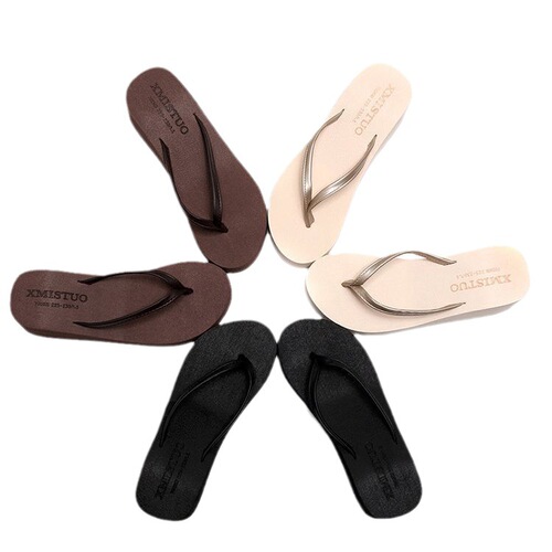 Factory directly supplies summer flip-flops for women, Korean style thin belt, non-slip mid-heeled beach sandals, wholesale for women.