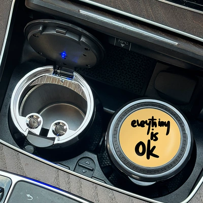 Creative Car Ashtray Multifunctional with Lid Sealed Men's Car High-End Car Practical Interior Supplies Universal (Car ashtray) - ok-one-pack