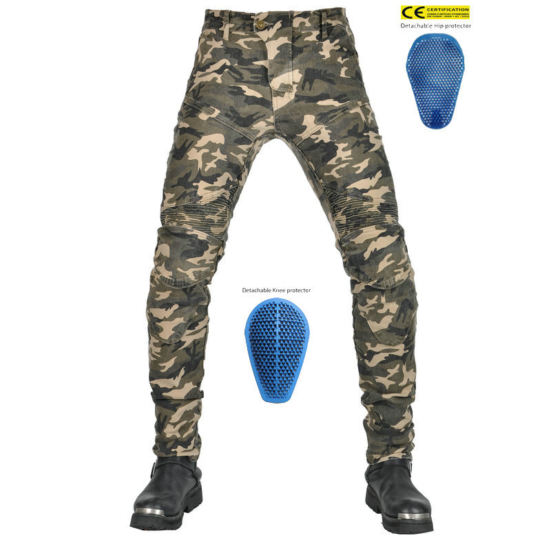 VOLERO motocicleta jeans hombres camuflaje motocicleta off-road Delgado elástico resistente a la caída pantalones de montar silicona equipo de protección
