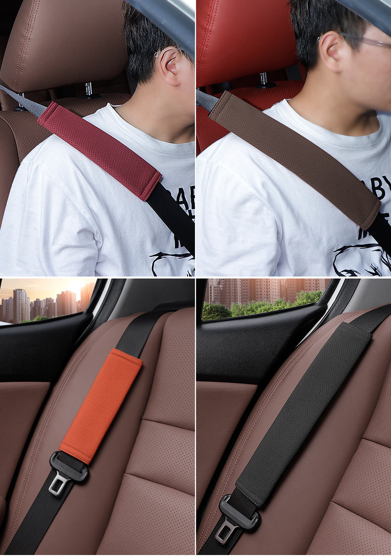 Car seat belt shoulder pad protective cover perforated breathable extended thick car shoulder pad universal interior decoration supplies