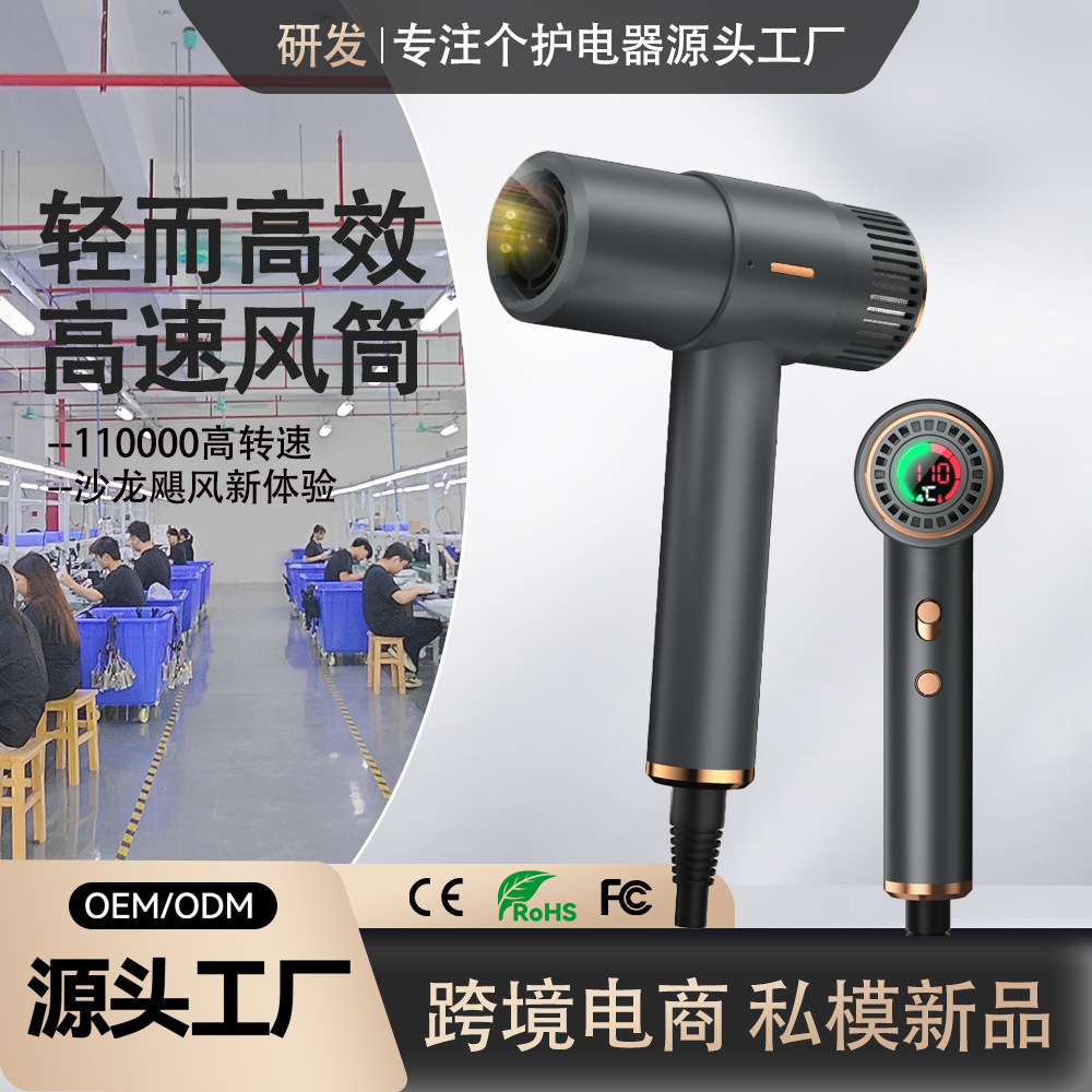 Secador de Pelo de Alta Velocidad Sin Escobillas, Material PC, Iones Negativos, para Peluquería