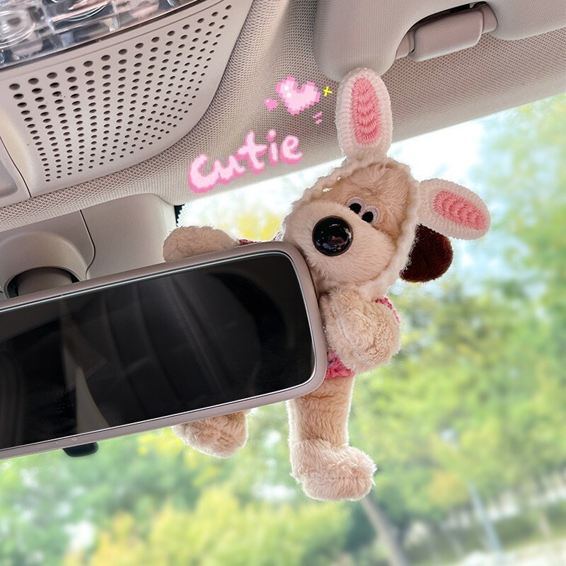Cute Dog Repair Rearview Mirror Ornaments Lie-prone Doll Car Decoration Central Control Screen Car Doll Car Interior Ornaments Women