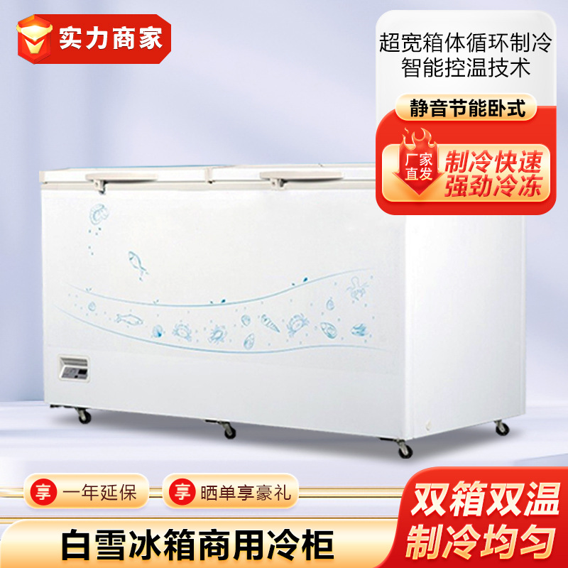 白雪冰箱商用冷柜BD/C-606FD家用小型卧式冰柜超市顶开门冷藏柜