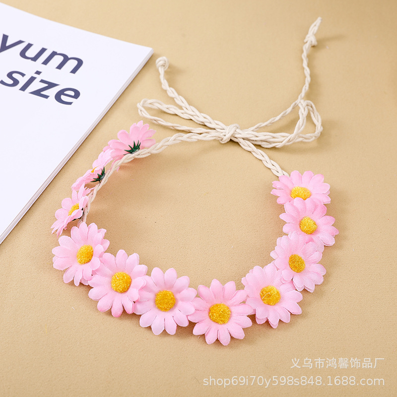 跨境小清新11朵小太阳花头带头饰雏菊波西米亚度假海边辫子发带女|undefined