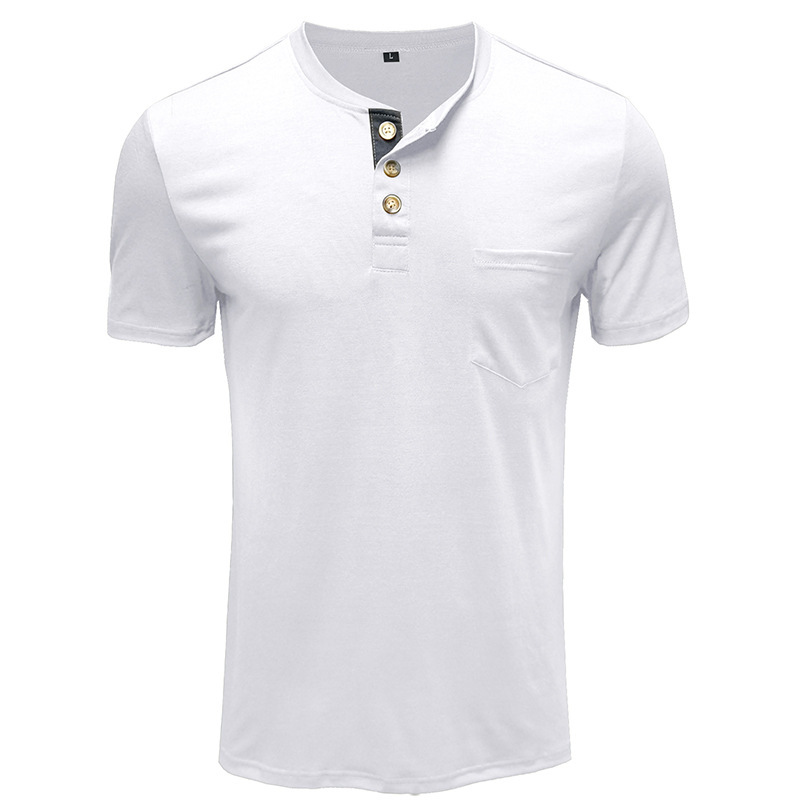 Sommer Europäisches und Amerikanisches Herren-Kurzarm-T-Shirt, Herren-Bottom-Shirt, Rundhalsausschnitt, lässiges, vielseitiges Henley-Shirt_voghion.com