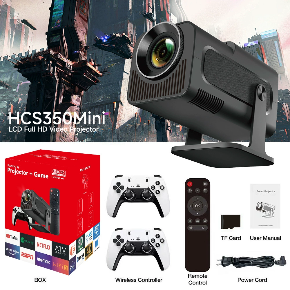 Новый мини-проектор HCS350MINI, HD 720P, Android, Bluetooth, портативный домашний проектор