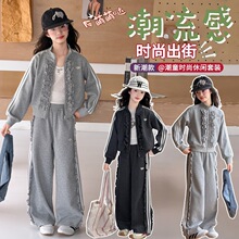 女童春秋款运动套装2026新款韩版中大儿童休闲拉链秋装女孩两件套