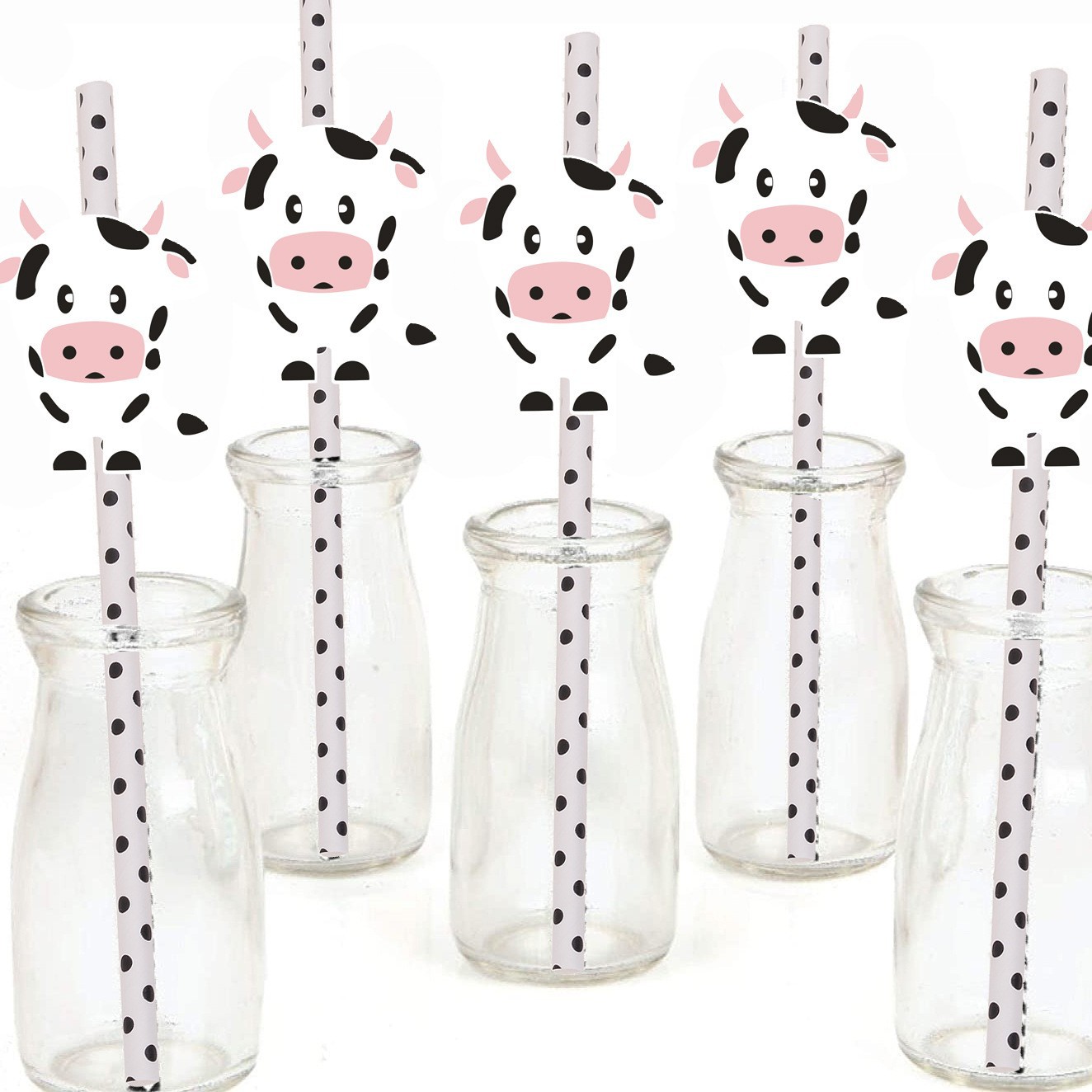 Fiesta transfronteriza decoración creativa Linda paja vaca cebra animal papel paja desechable degradación bebida Decoración