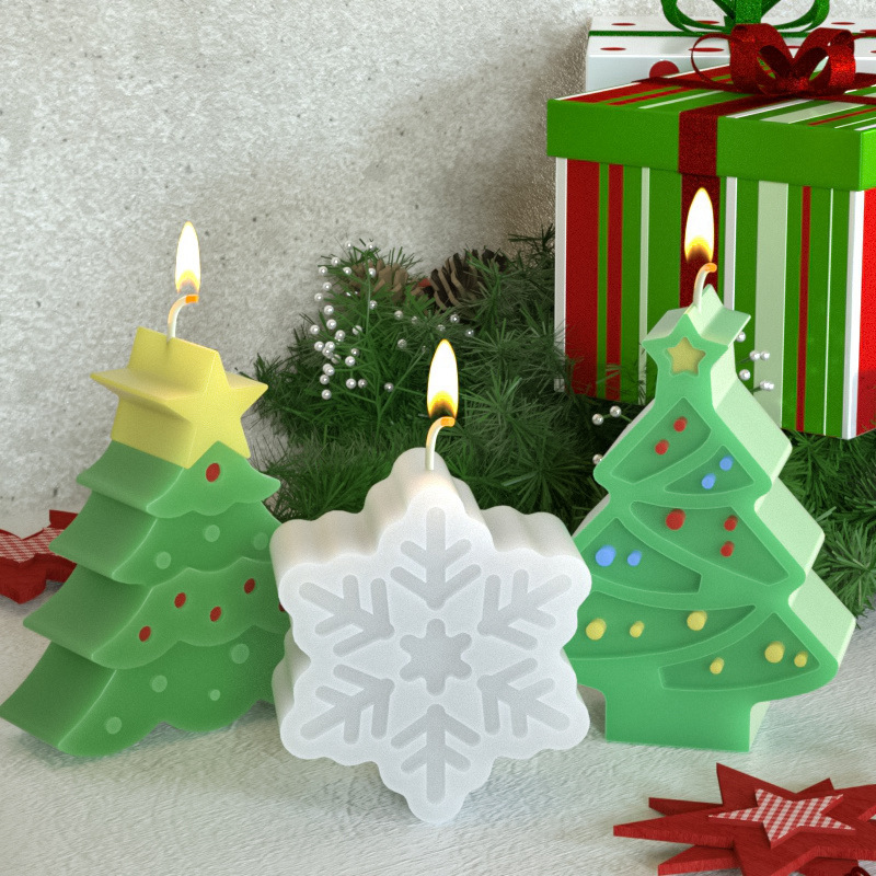 複数の平面クリスマスろうそくシリコン金型ヘラジカ雪だるまクリスマスツリー雪花樹脂滴金型クロスボーダー|undefined